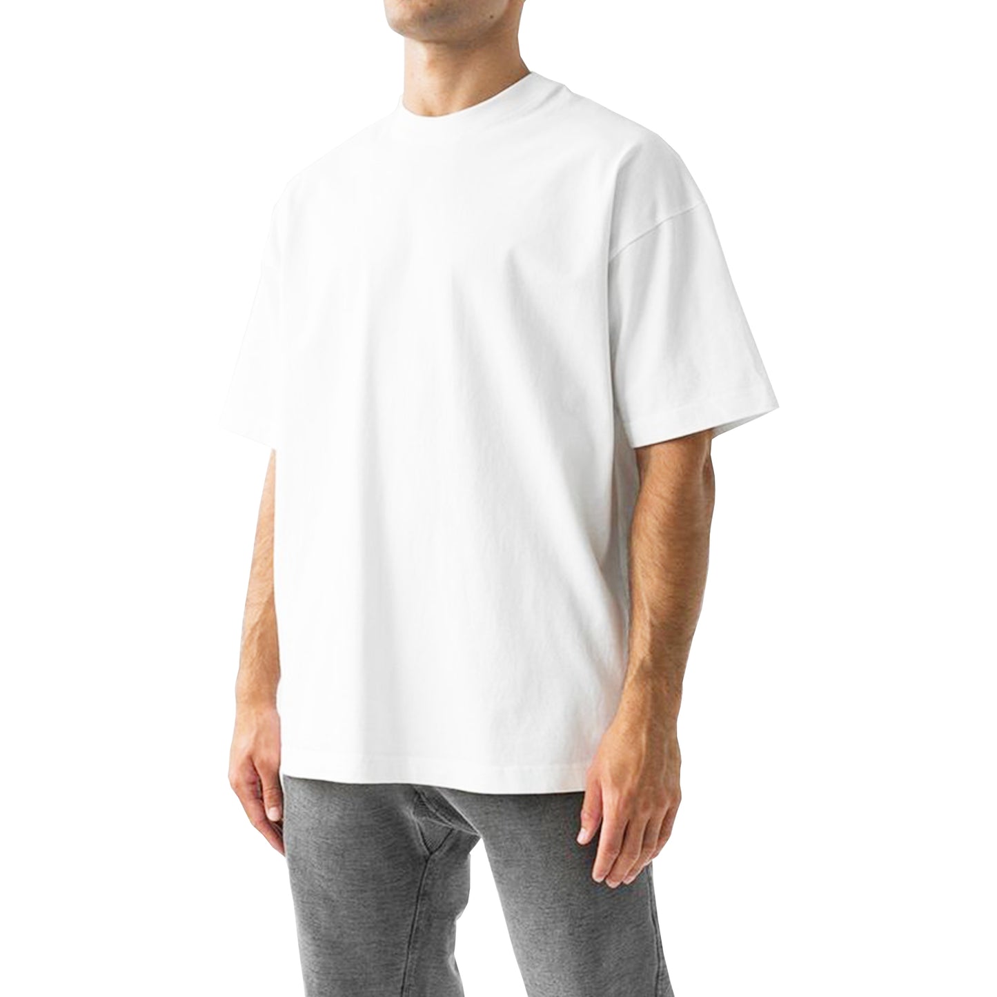 Brisira Men Summer Solid Color Crew Neck Short-Sleeve Cotton Coolmax Oversized T-Shirt Fashion Gym