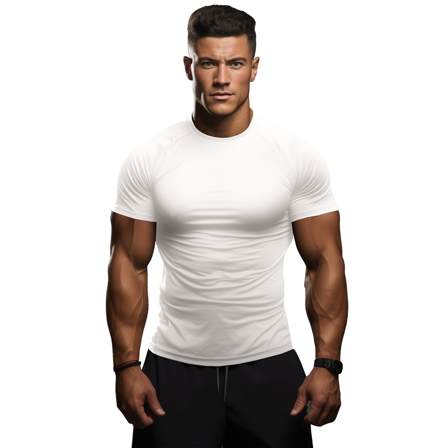 Brisira Men Coolmax Baselayer Compression Shirt Gym Athletic Workout Short-Sleeve Cool Dry Size S to 2XL