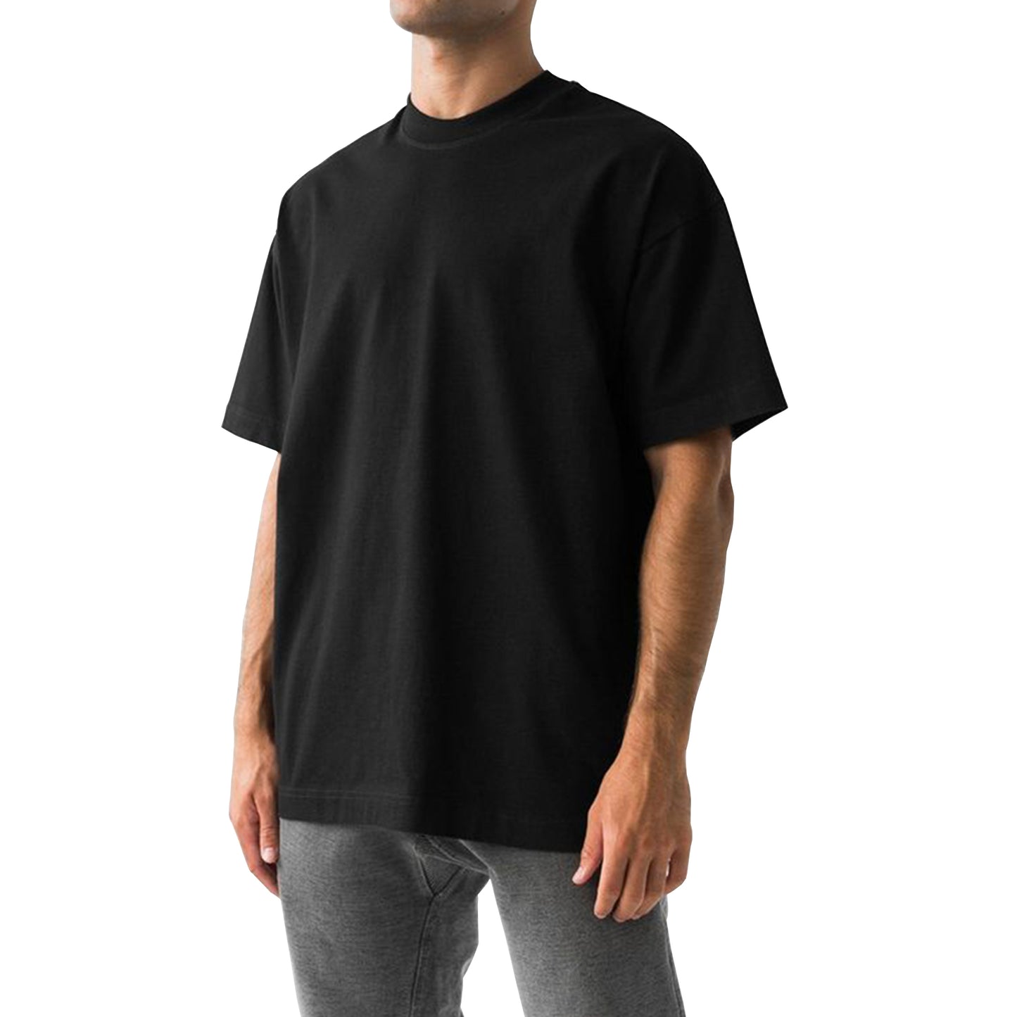 Brisira Men Summer Solid Color Crew Neck Short-Sleeve Cotton Coolmax Oversized T-Shirt Fashion Gym