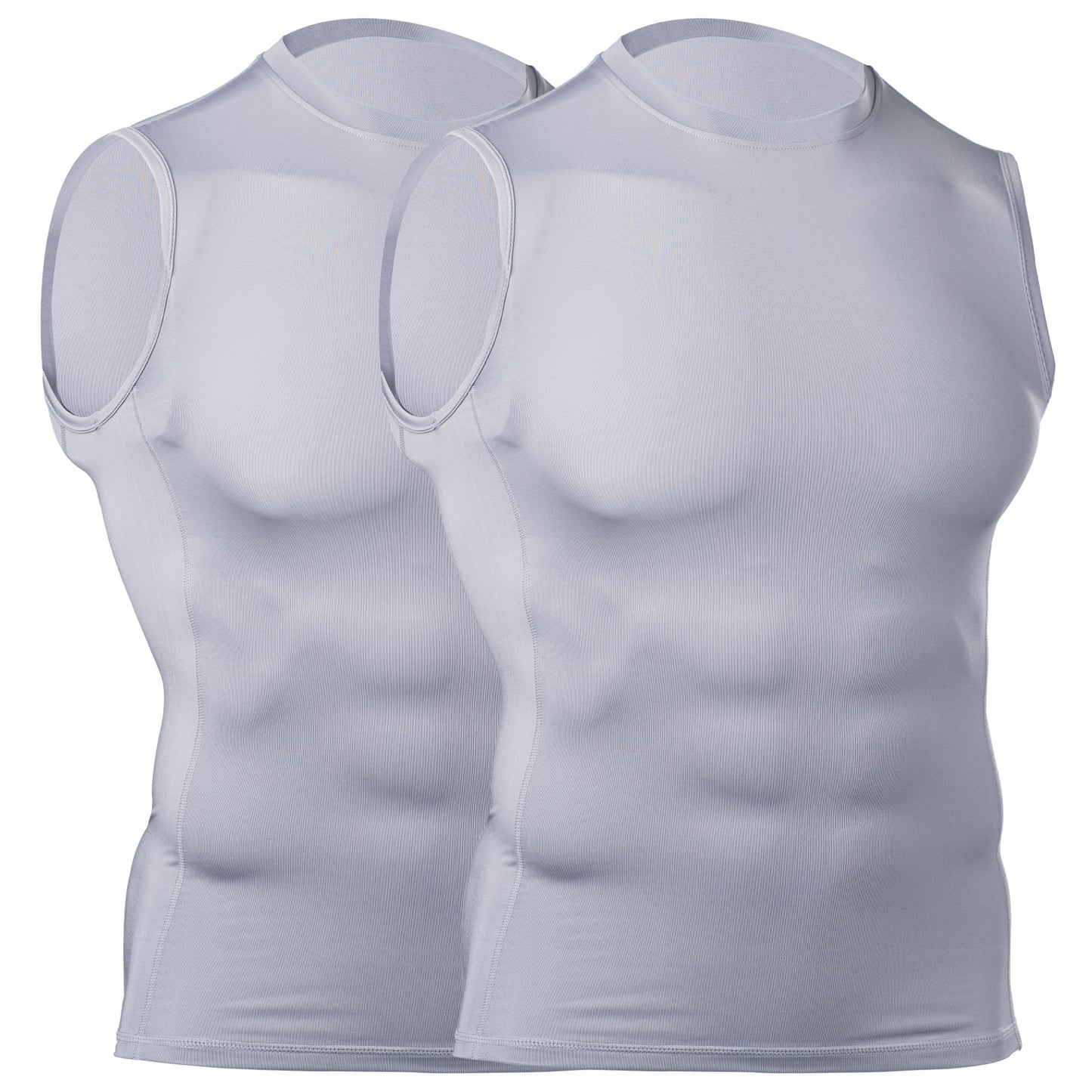 Brisira 2-Pack Men Coolmax Sleeveless Muscle Vest Fitness Workout Athletic Compression Shirt Size S to 2XL